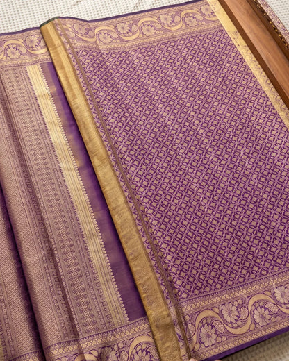 Yuvanshi - Antique Gold Purple Kanjivaram