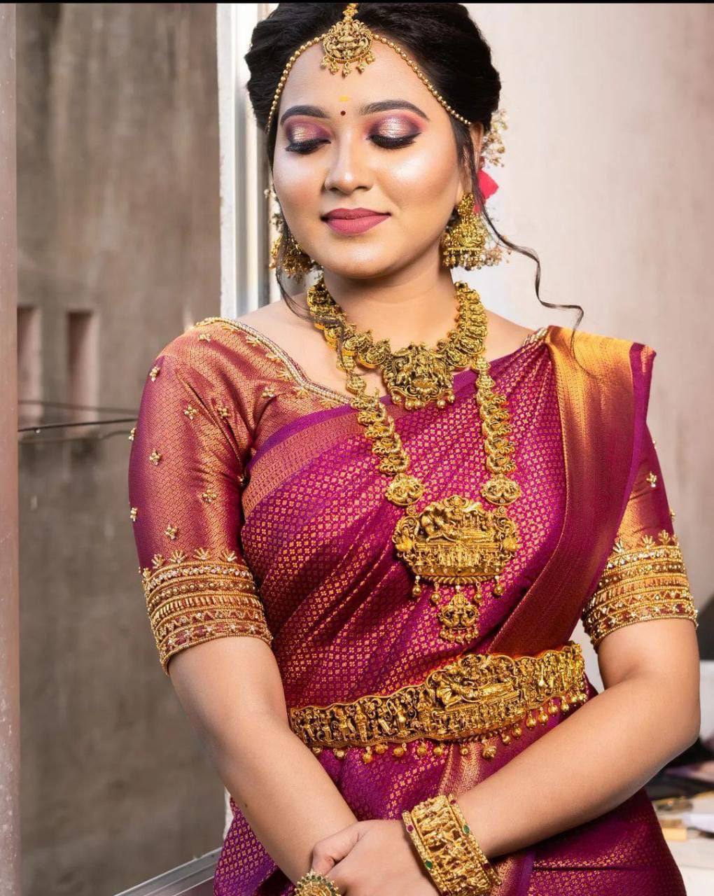 Luxuriant Dark Pink Soft Silk Saree