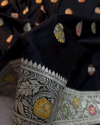 Zeel - Luxury Black Banarasi Meenakari Saree Regular price