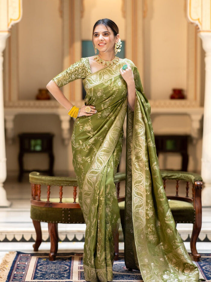 Nemesis Mehndi Soft Silk Saree