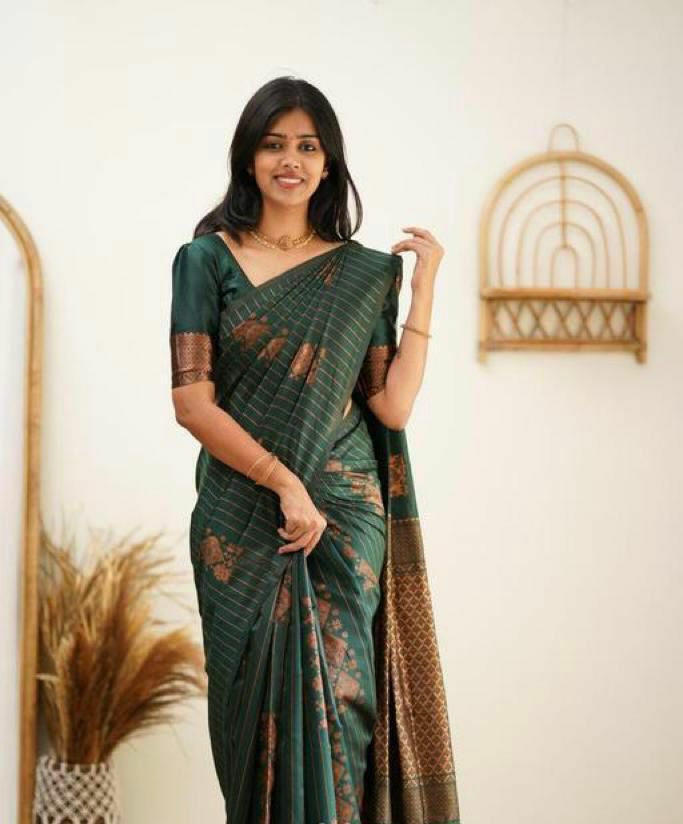 Amazing Dark Green Soft Silk Saree