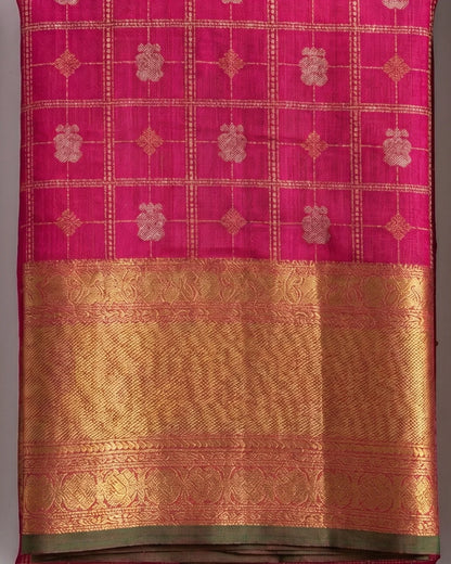 Ojalika - Regal Pink Wedding Silk Saree