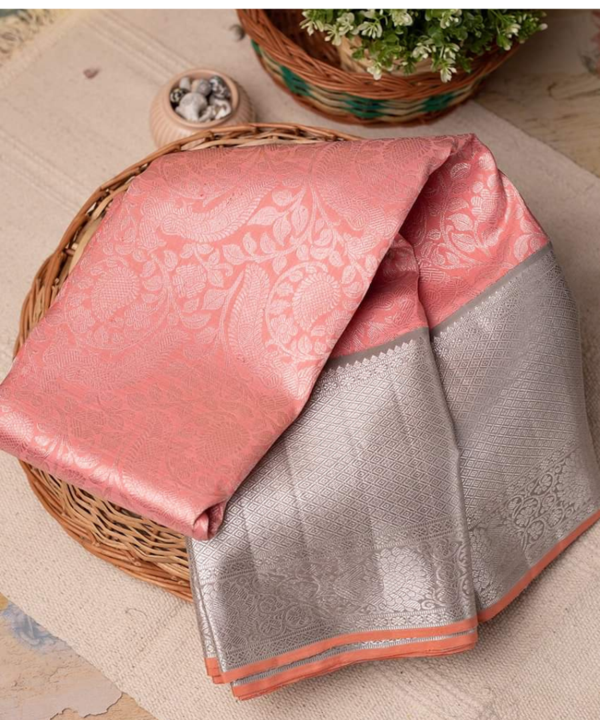 Valiba Archaic Traditional Kanchi Soft Silk Sari With Attached Blouse Kanjivaram Saree