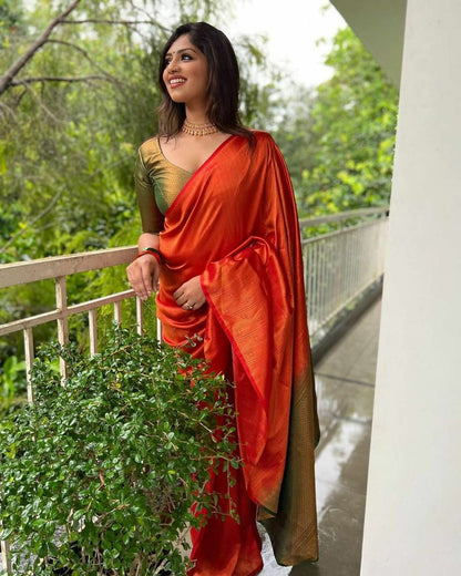 Evanescent Red Soft Silk Saree