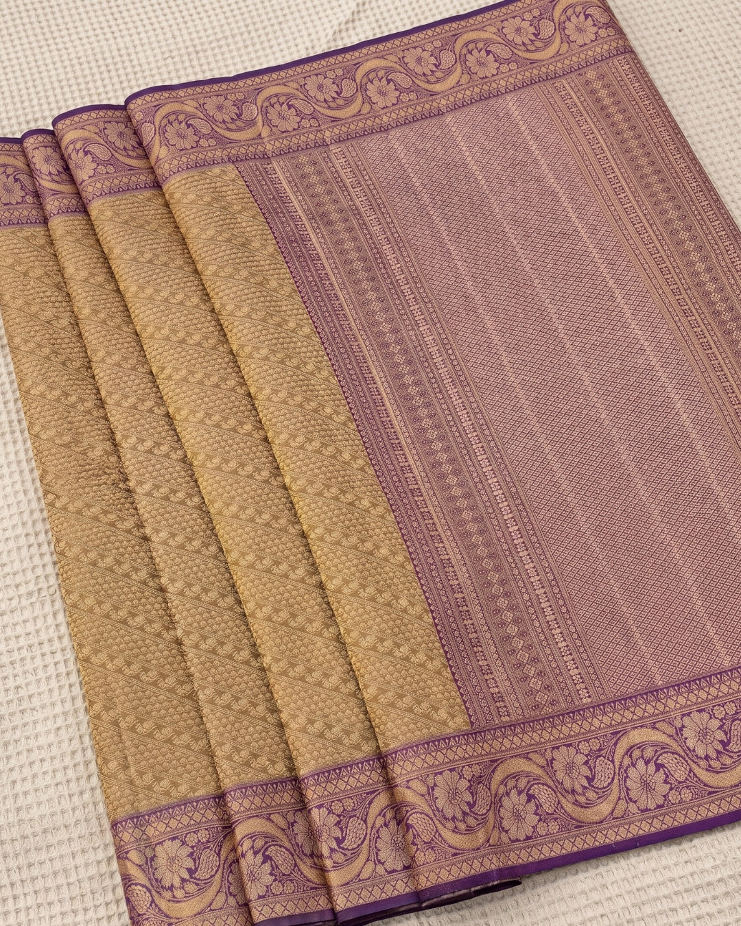 Yuvanshi - Antique Gold Purple Kanjivaram