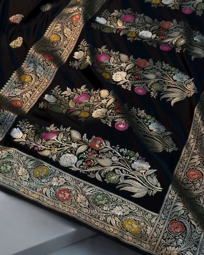 Zeel - Luxury Black Banarasi Meenakari Saree Regular price