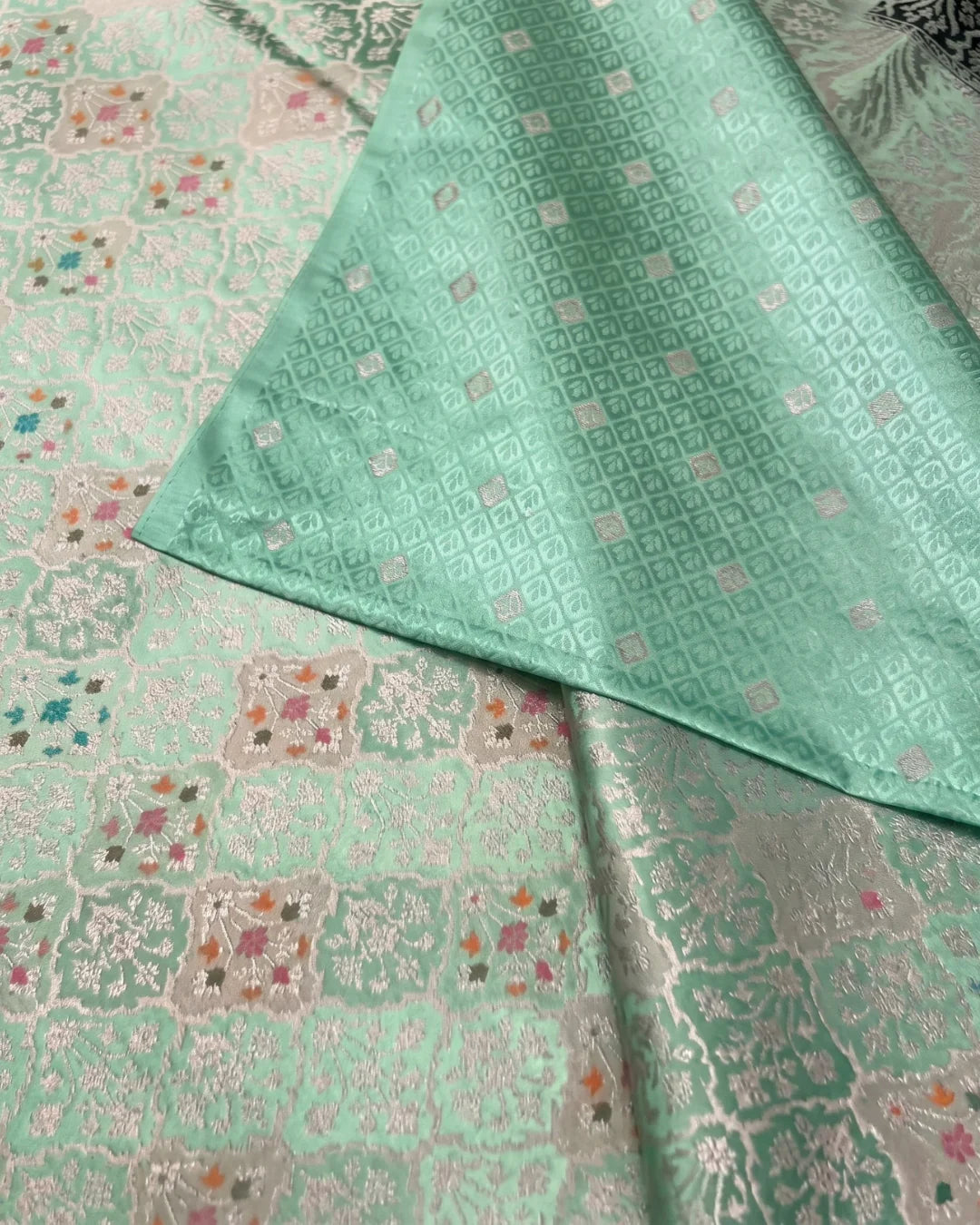 Avira - Mint Green Banarasi Silk Saree