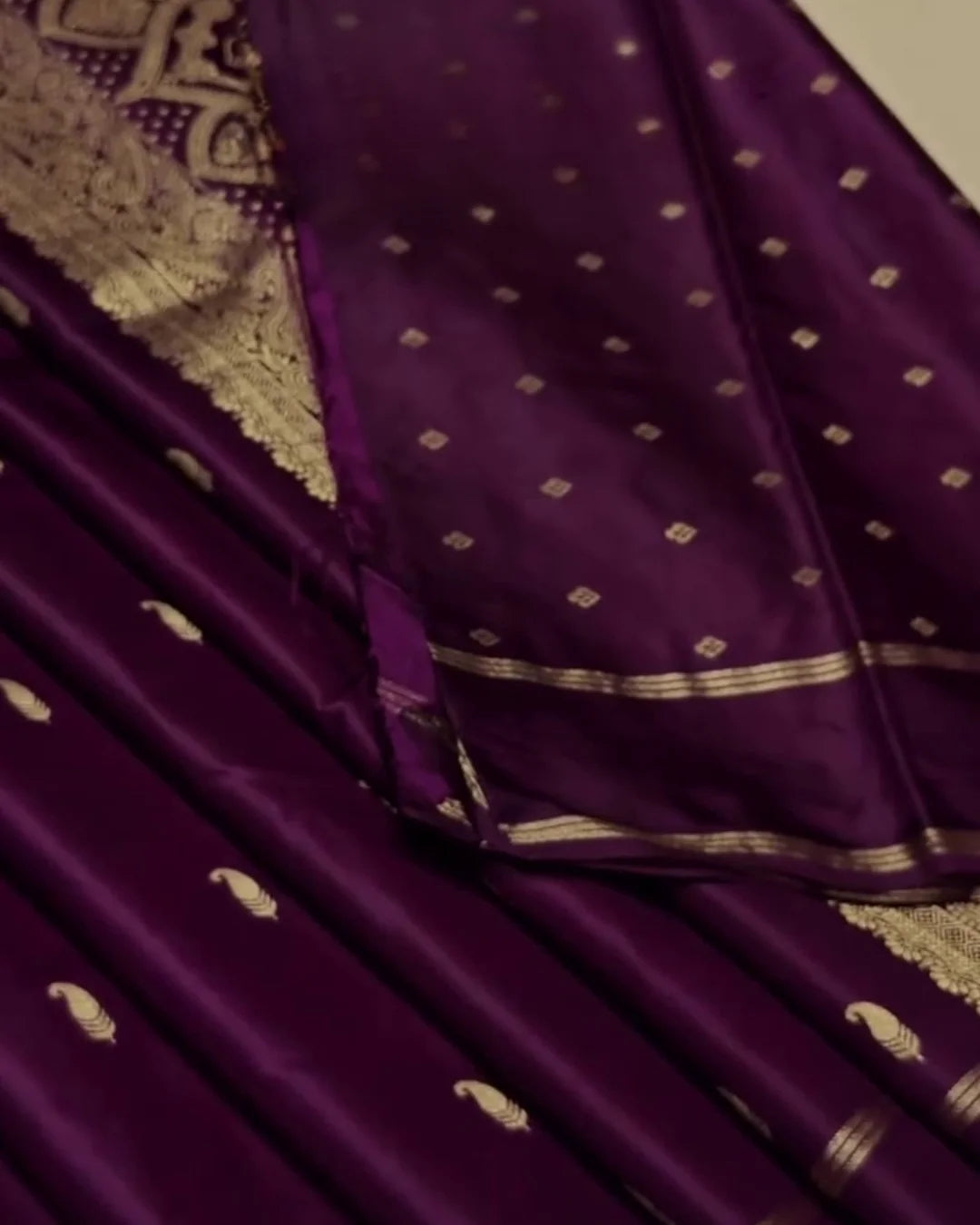 Samya - Royal Purple Silk Saree With Golden Zari Work