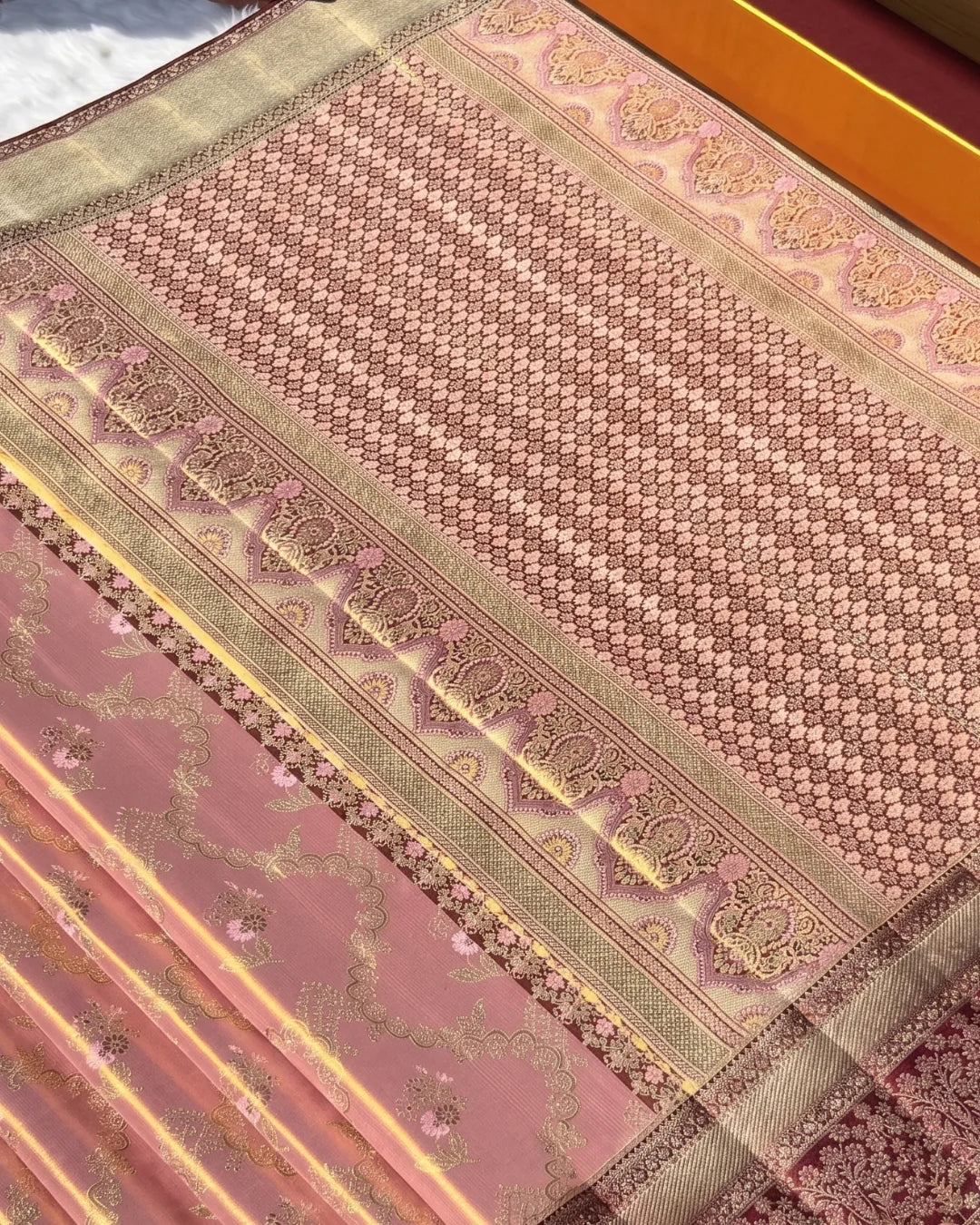 Tarunika - Pink Heritage Zari Drape Saree