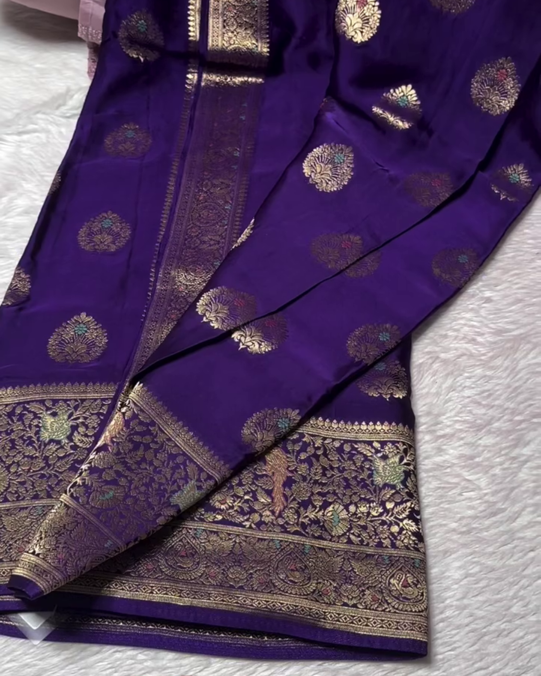 Nivedita - Purple Premium Mashru Silk Saree with Meenakari Weaving Borders