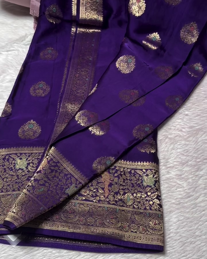 Nivedita - Purple Premium Mashru Silk Saree with Meenakari Weaving Borders