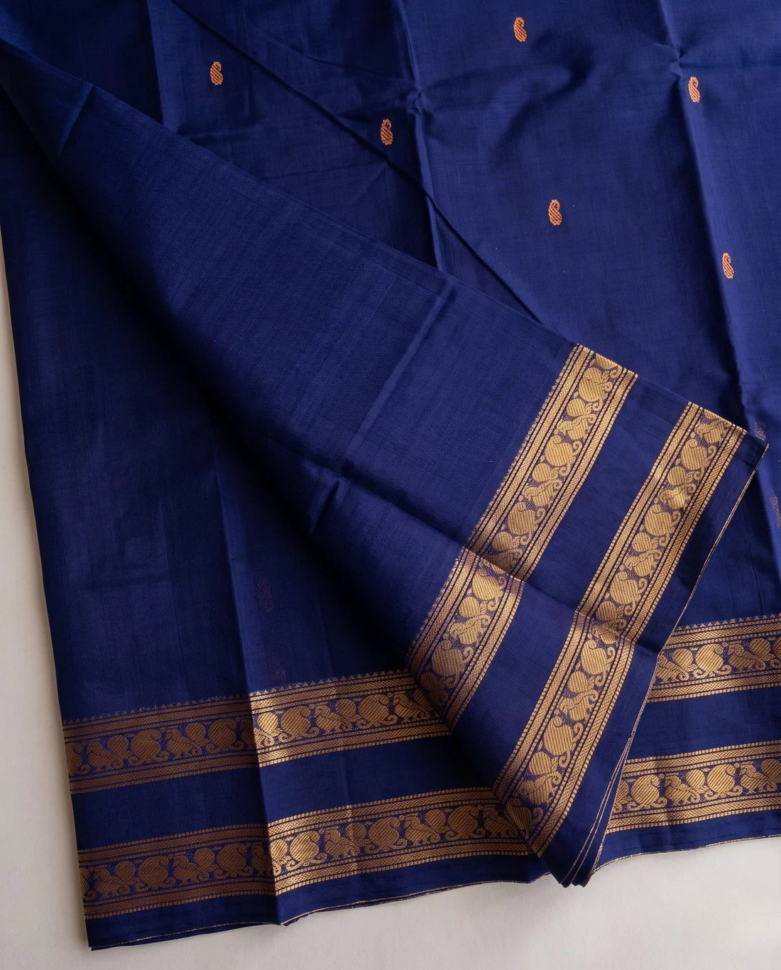 Sahithi - Royal Blue Zari Motif Border Kanchipuram Silk Saree