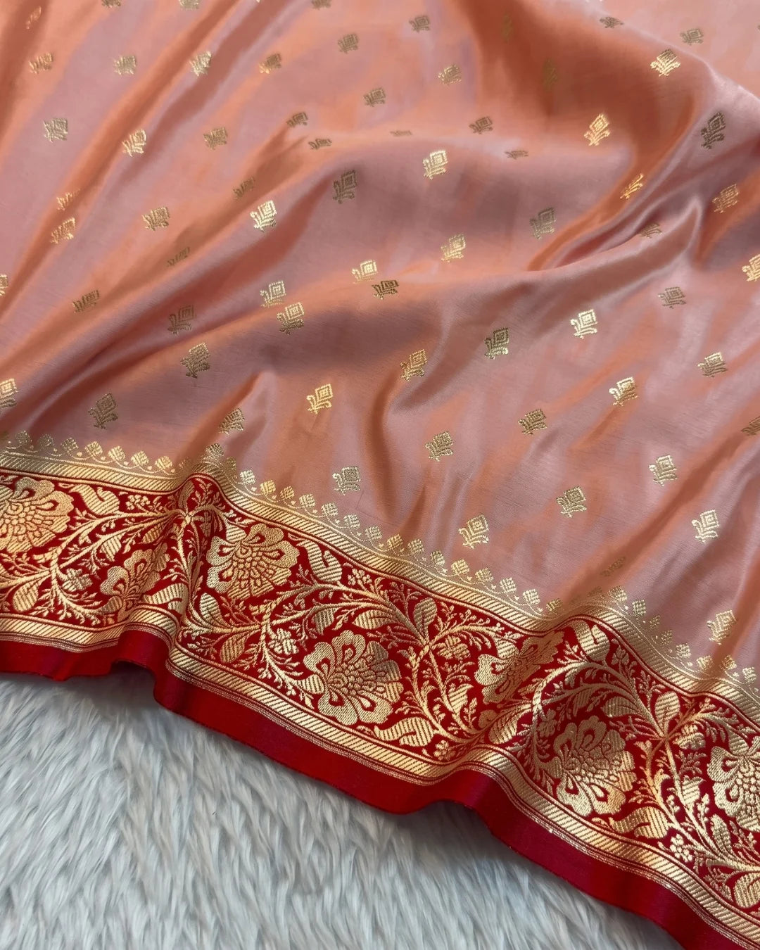 Drishti - Soft Peach Banarasi Silk Saree