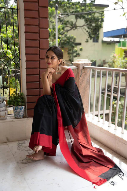 Beautiful Black Cotton Silk Saree