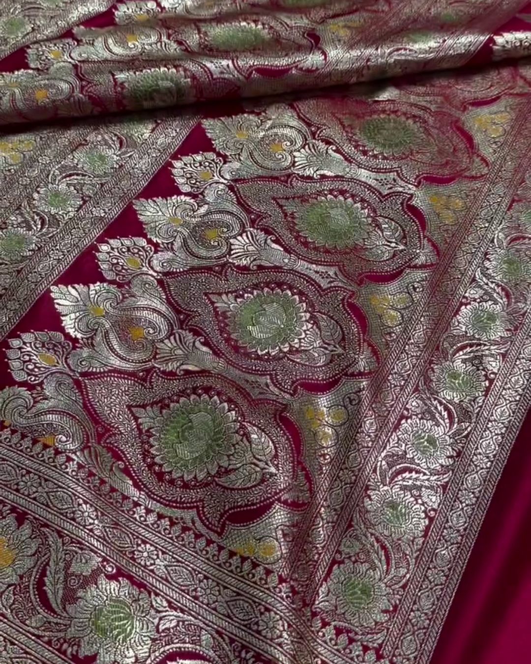 Mahati - Rani Pink Banarasi Silk Saree with Meenakari Zari Border