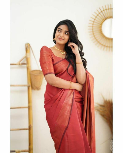 Gratifying Red Soft Silk Saree