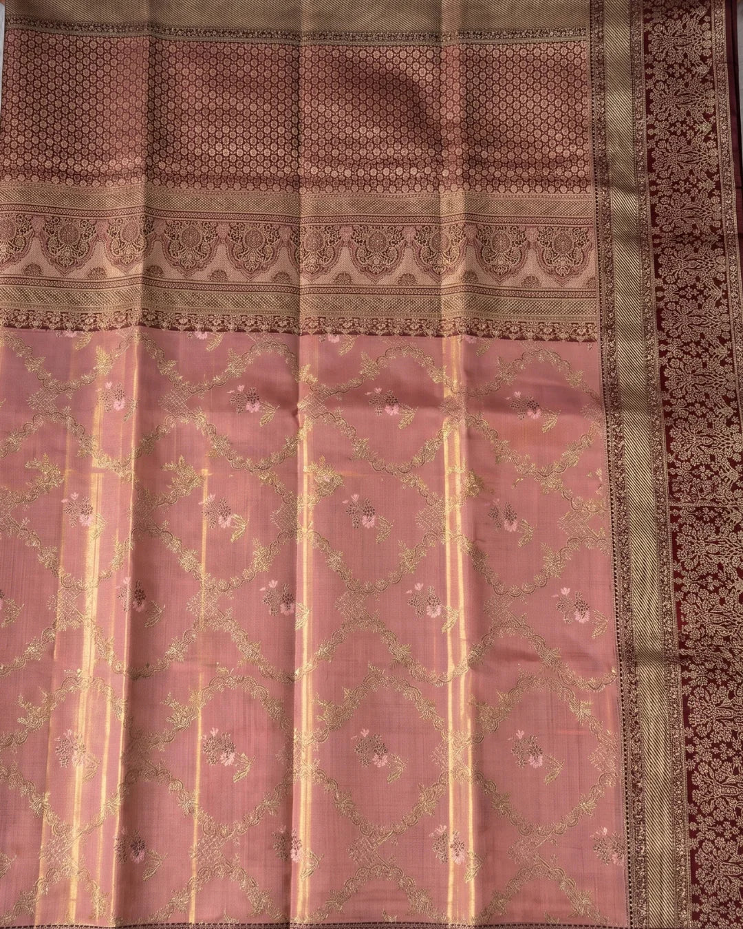 Tarunika - Pink Heritage Zari Drape Saree