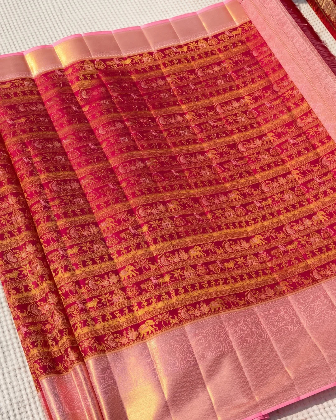 Yashika - Royal Pink Temple Weave Saree