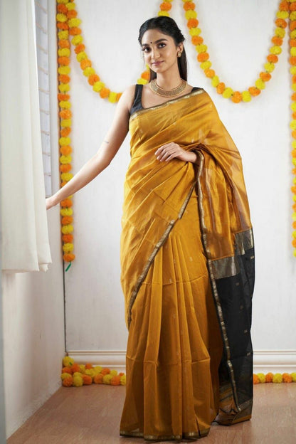 Yellow Color Premium Cotton Silk Saree