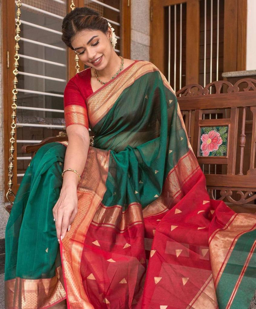 Panoply Green Soft Silk Saree