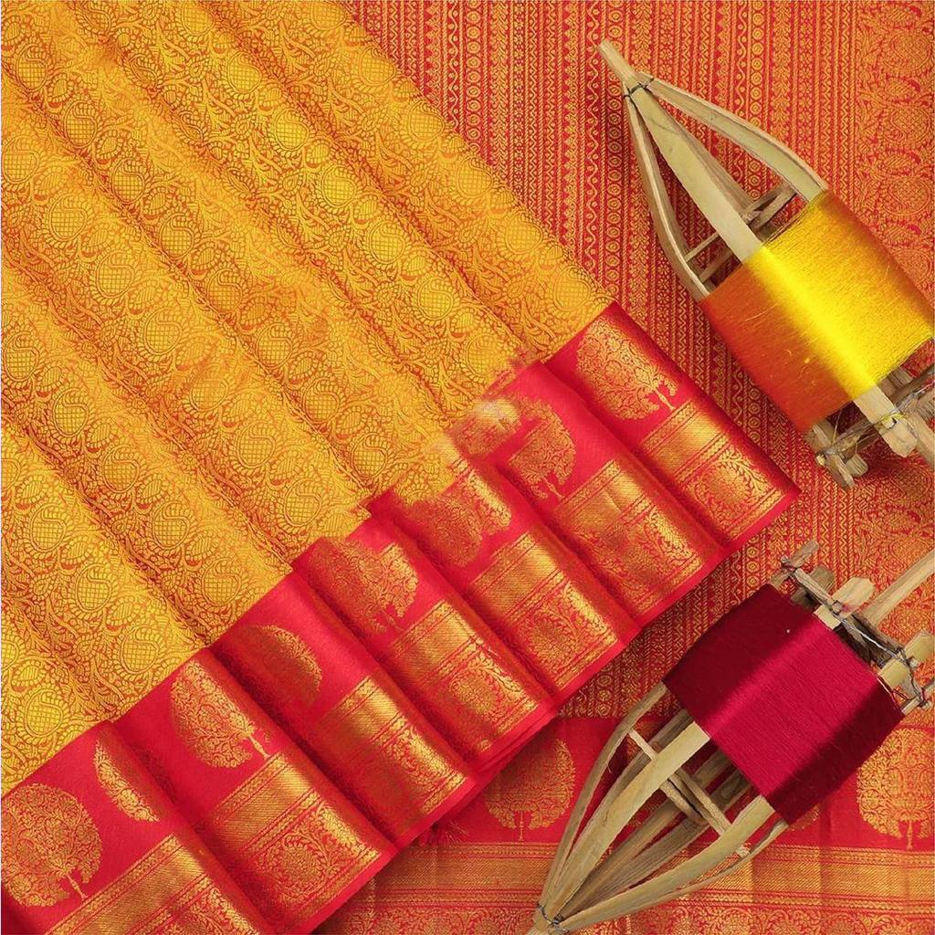 Adorning Yellow Soft Banarasi Silk Saree