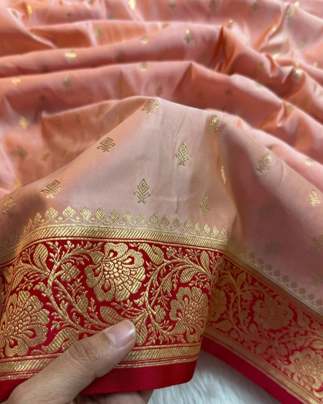 Drishti - Soft Peach Banarasi Silk Saree
