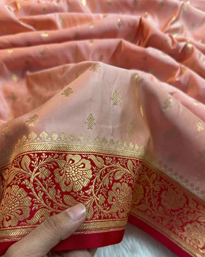 Drishti - Soft Peach Banarasi Silk Saree