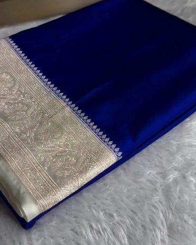 Mrinalini – Royal Blue Silver Heritage Banarasi Saree