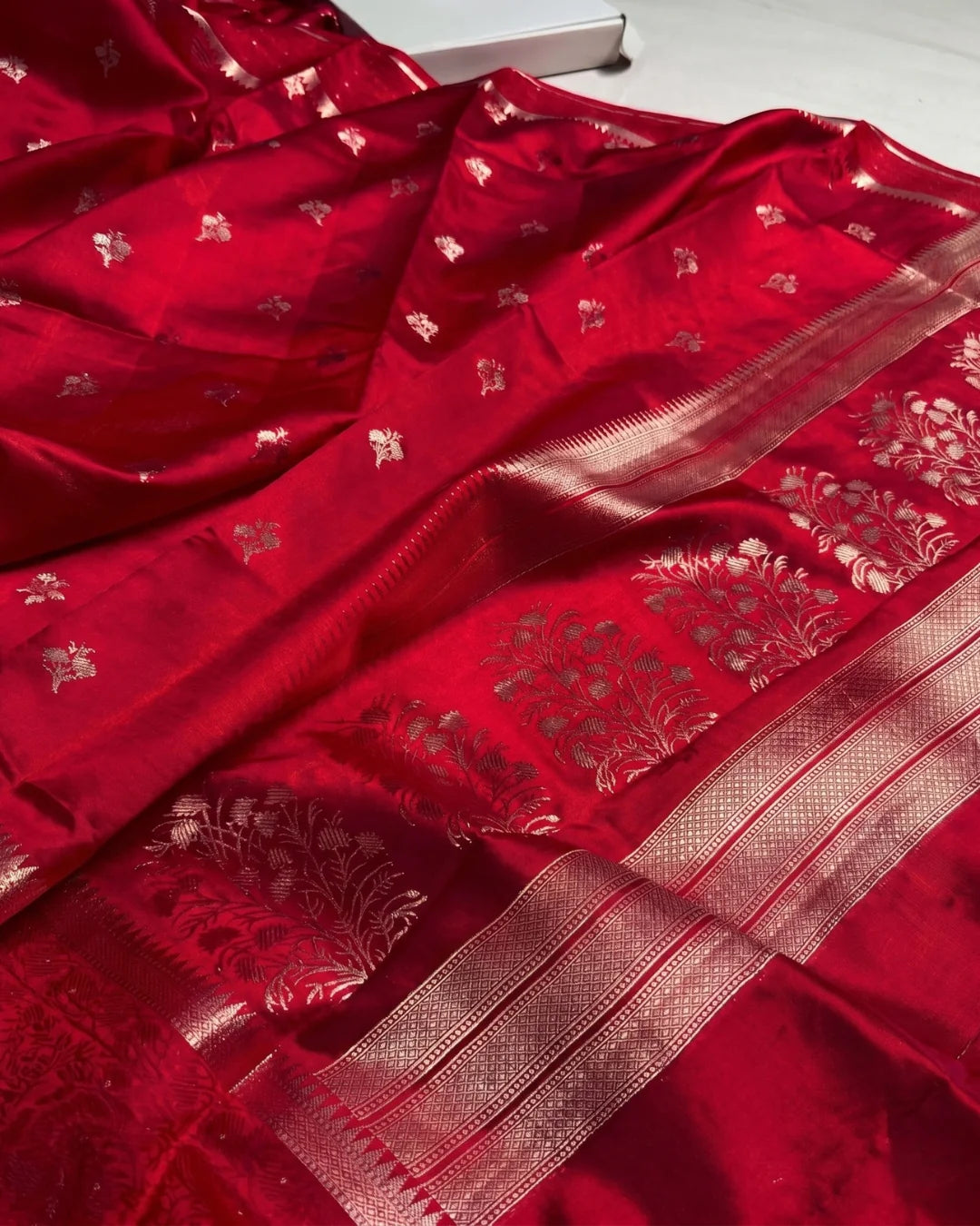 Iraaya - Red Crimson Heritage Zari Saree
