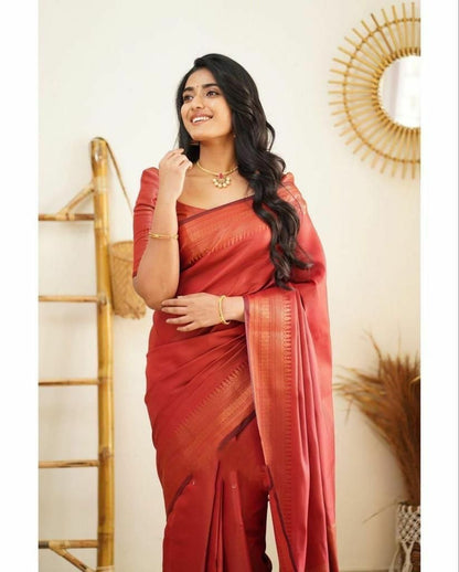 Gratifying Red Soft Silk Saree
