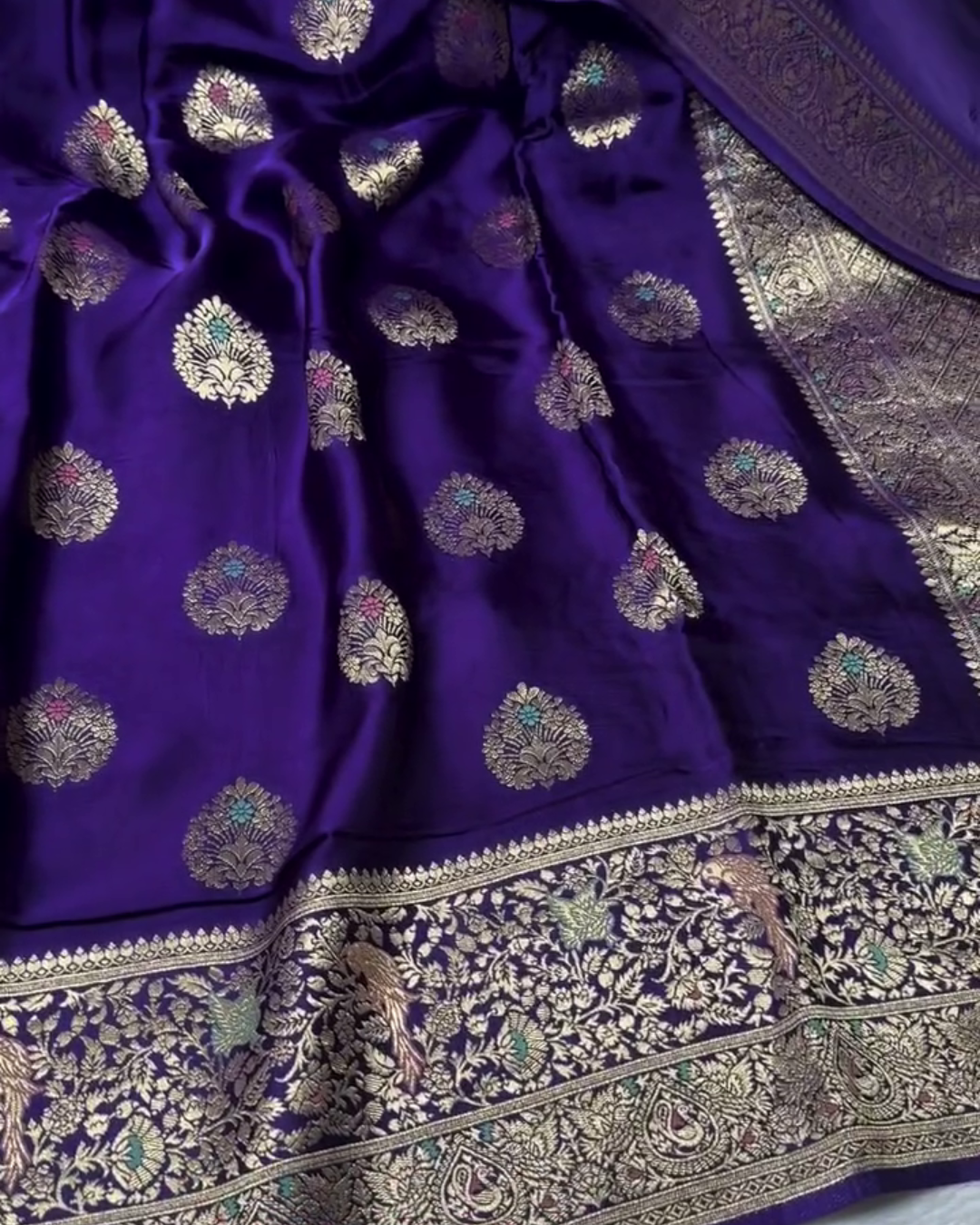 Nivedita - Purple Premium Mashru Silk Saree with Meenakari Weaving Borders