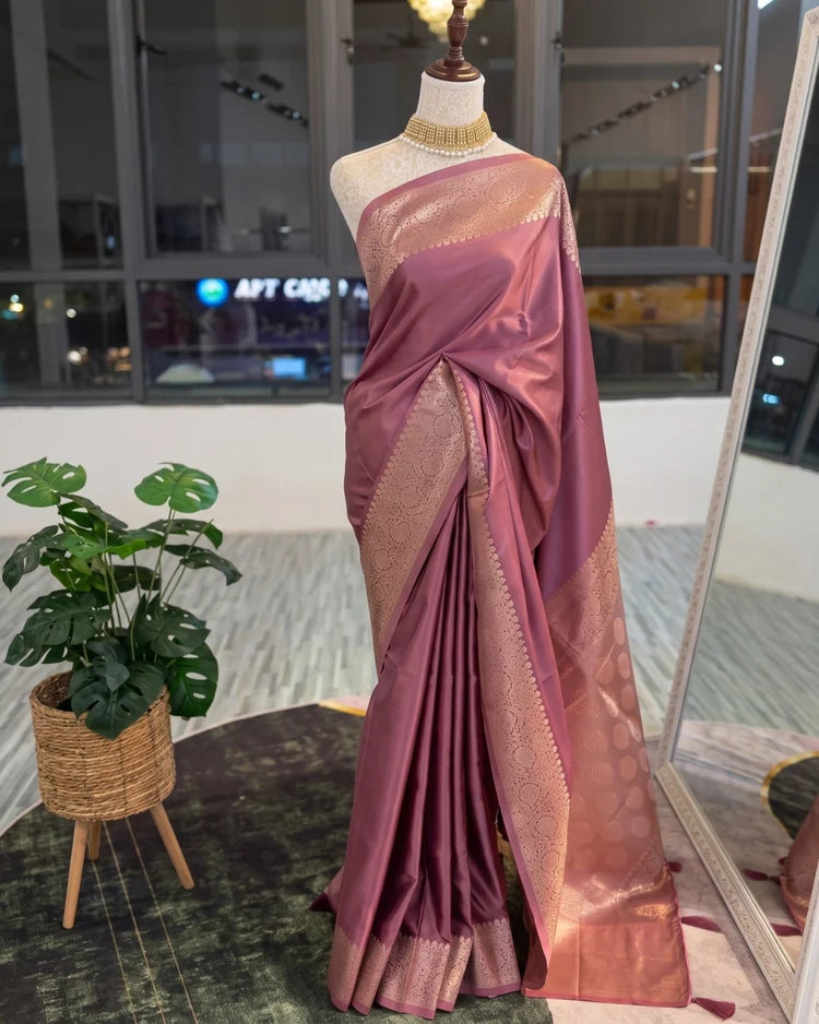 Anika - Dusty Rose Heritage Soft Silk Saree