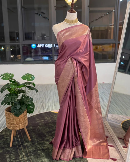 Anika - Dusty Rose Heritage Soft Silk Saree