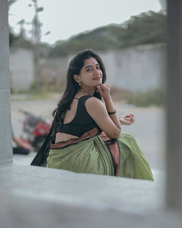 Imbrication Pista Soft Silk Saree
