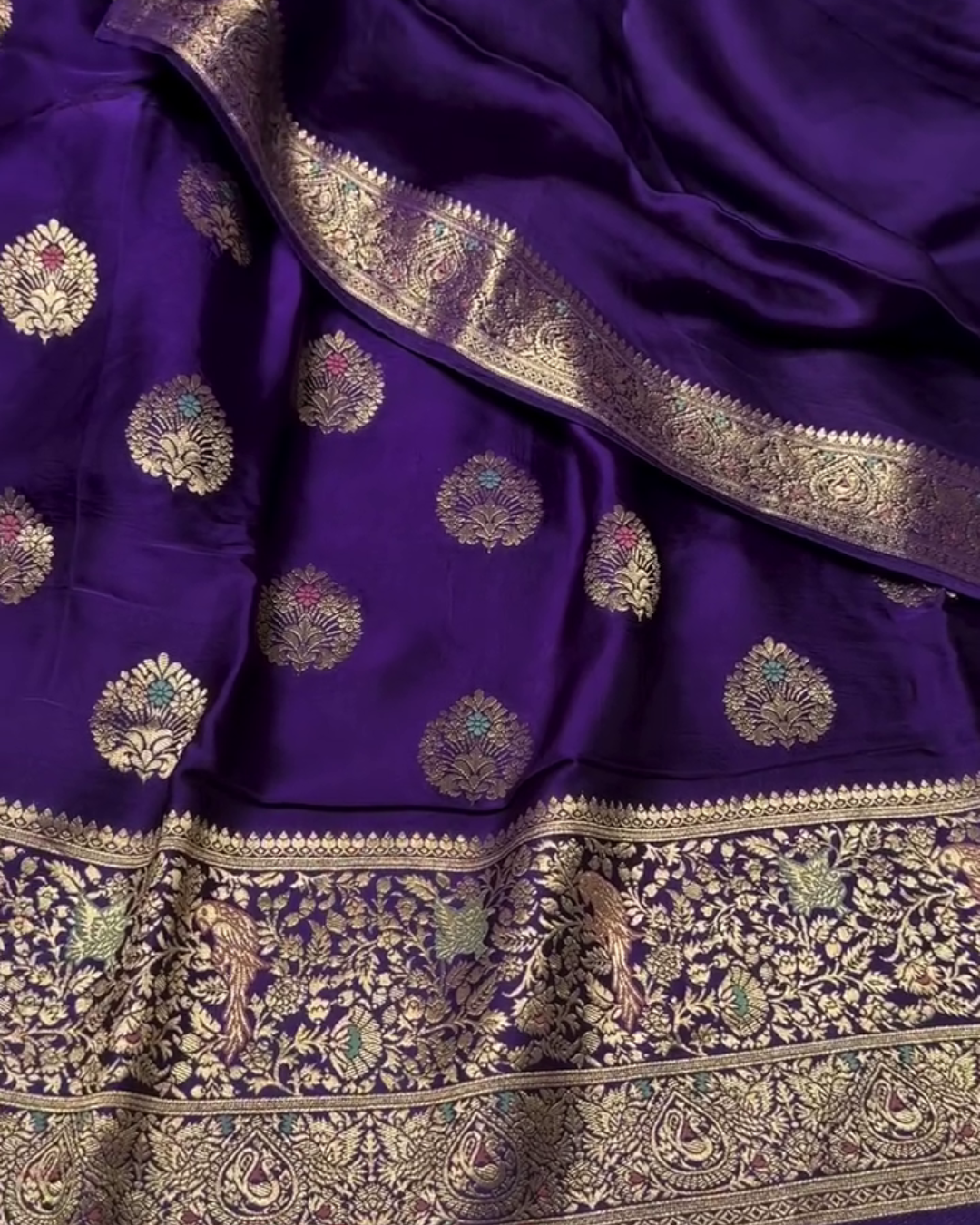 Nivedita - Purple Premium Mashru Silk Saree with Meenakari Weaving Borders