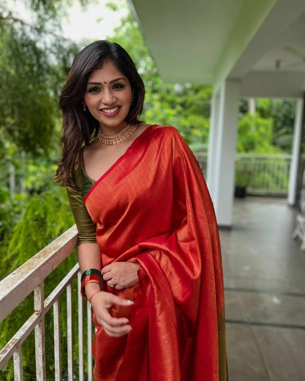 Evanescent Red Soft Silk Saree