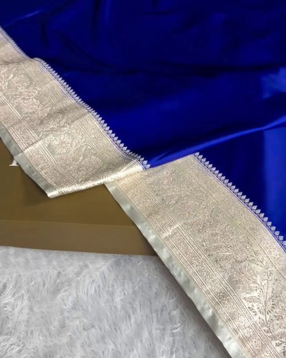 Mrinalini – Royal Blue Silver Heritage Banarasi Saree