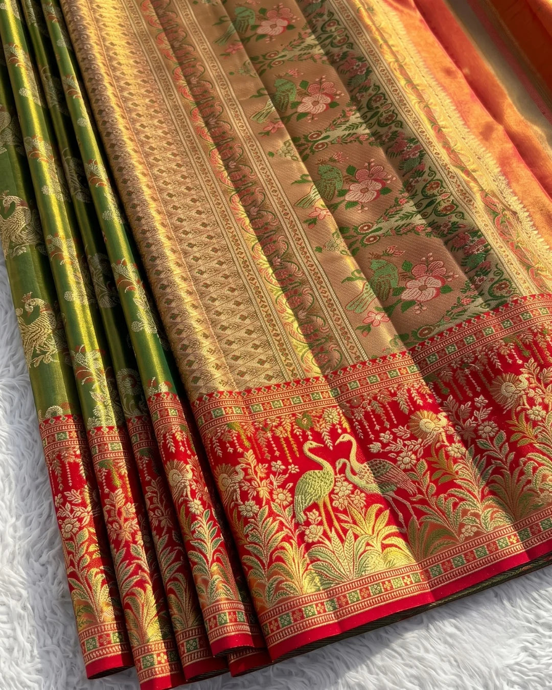 Fariha - Regal Peacock Motif Banarasi Silk Saree