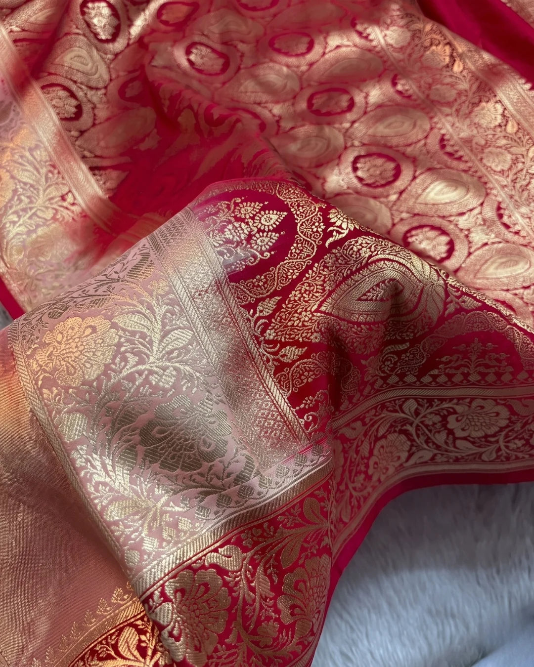 Drishti - Soft Peach Banarasi Silk Saree