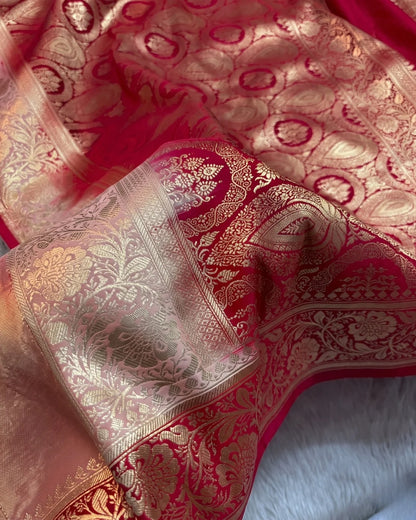 Drishti - Soft Peach Banarasi Silk Saree