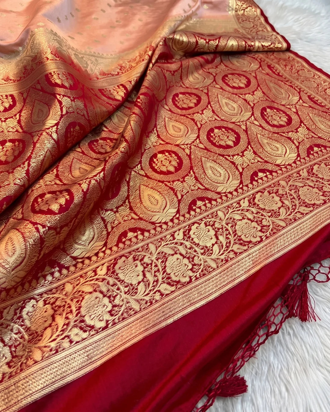 Drishti - Soft Peach Banarasi Silk Saree
