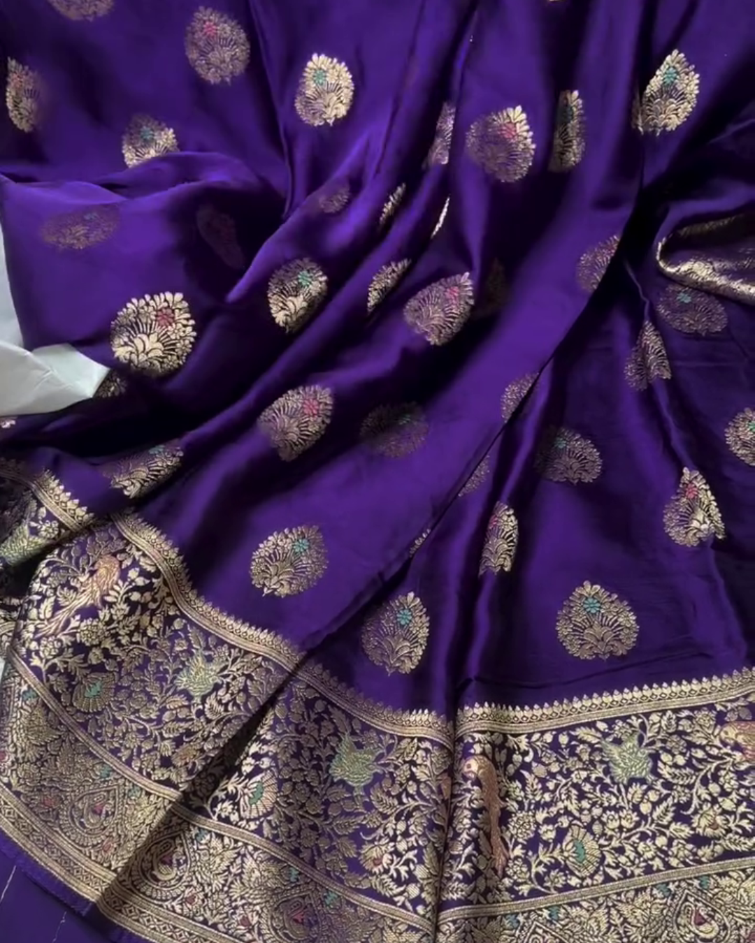 Nivedita - Purple Premium Mashru Silk Saree with Meenakari Weaving Borders
