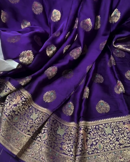 Nivedita - Purple Premium Mashru Silk Saree with Meenakari Weaving Borders