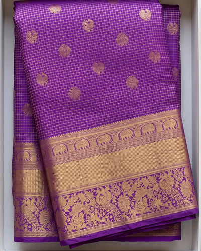 Rushika - Gold Zari Purple Saree
