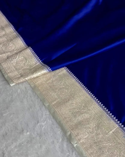 Mrinalini – Royal Blue Silver Heritage Banarasi Saree