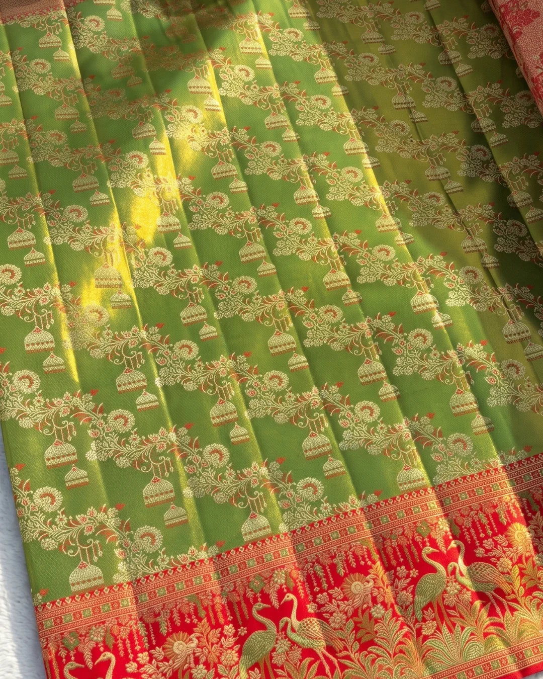 Fariha - Regal Peacock Motif Banarasi Silk Saree