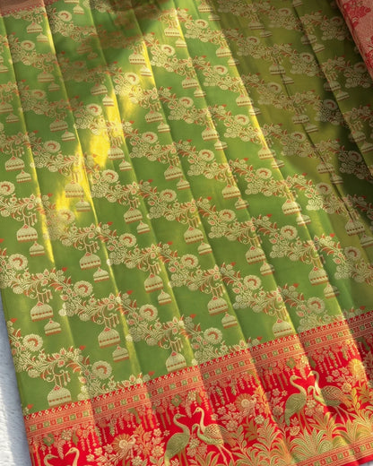 Fariha - Regal Peacock Motif Banarasi Silk Saree