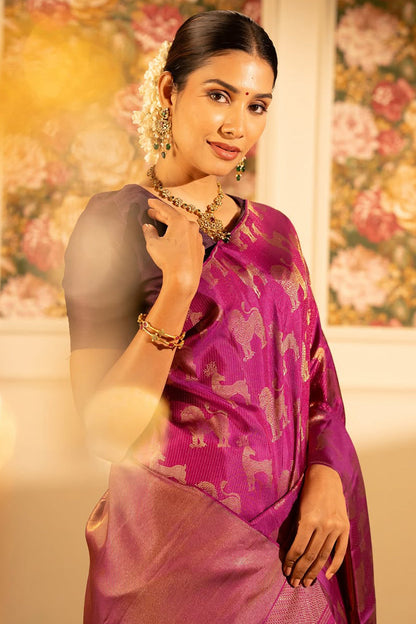 Excellent Dark Pink Soft Silk Saree With Luxuriant Blouse Piece