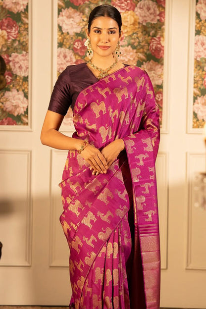 Excellent Dark Pink Soft Silk Saree With Luxuriant Blouse Piece