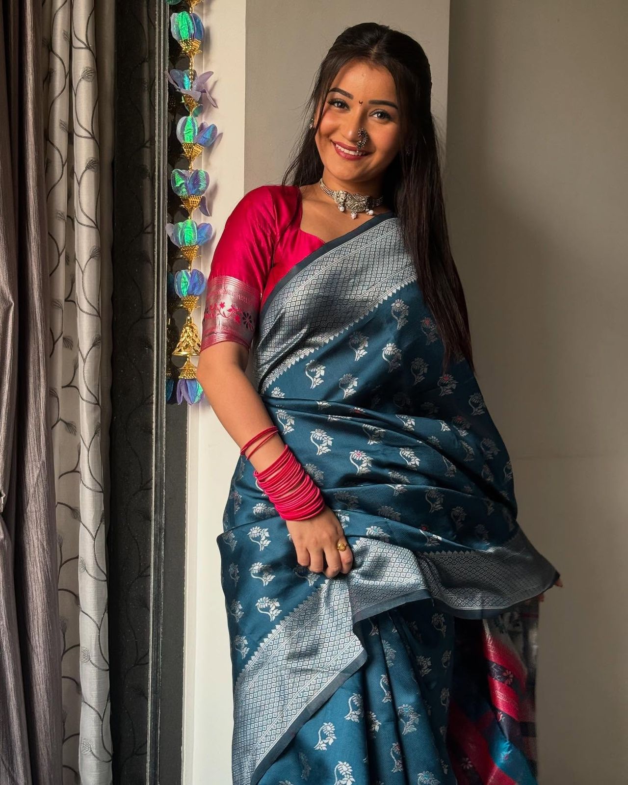 Wonderful Teal Blue Soft Silk Saree With Luminous Blouse Piece